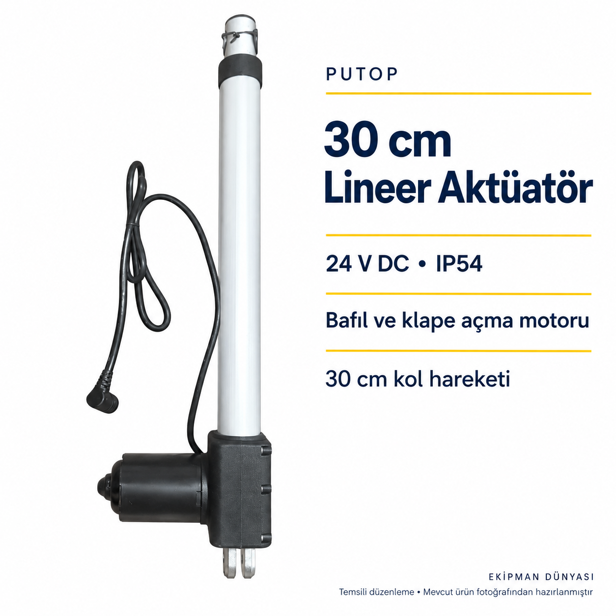 Putop 30 cm 24 V DC IP54 lineer aktüatör tanıtım görseli